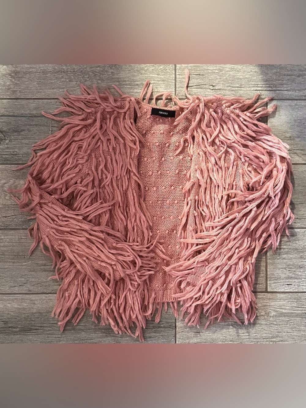 Forever 21 Pink Shaggy Faux Fur Knit Cardigan Jacket 🌸✨